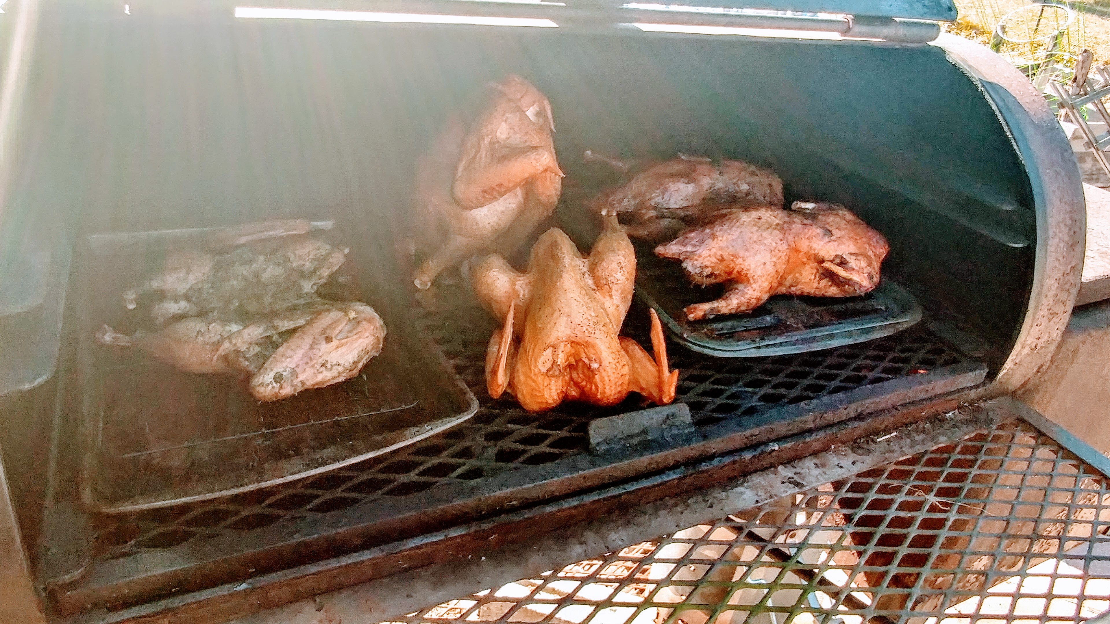 Smoked chicken and duck